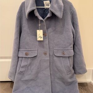 Sahza Light Blue 100% Wool Coat Made in Italy